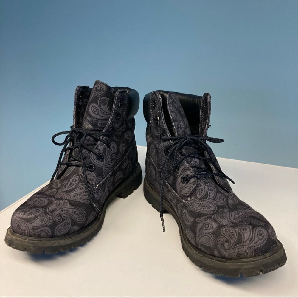 TIMBERLAND Sz 8 Paisley Limited Edition Moto Combat Type Lace Up Boots